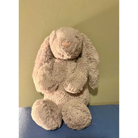 Jellycat London Grey Bashful Bunny Easter Stuffed Toy Floppy Ears Pink Nose - Picture 5 of 5